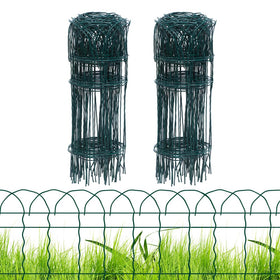 PROWORX green garden fence border setup shows easy soil insertion.