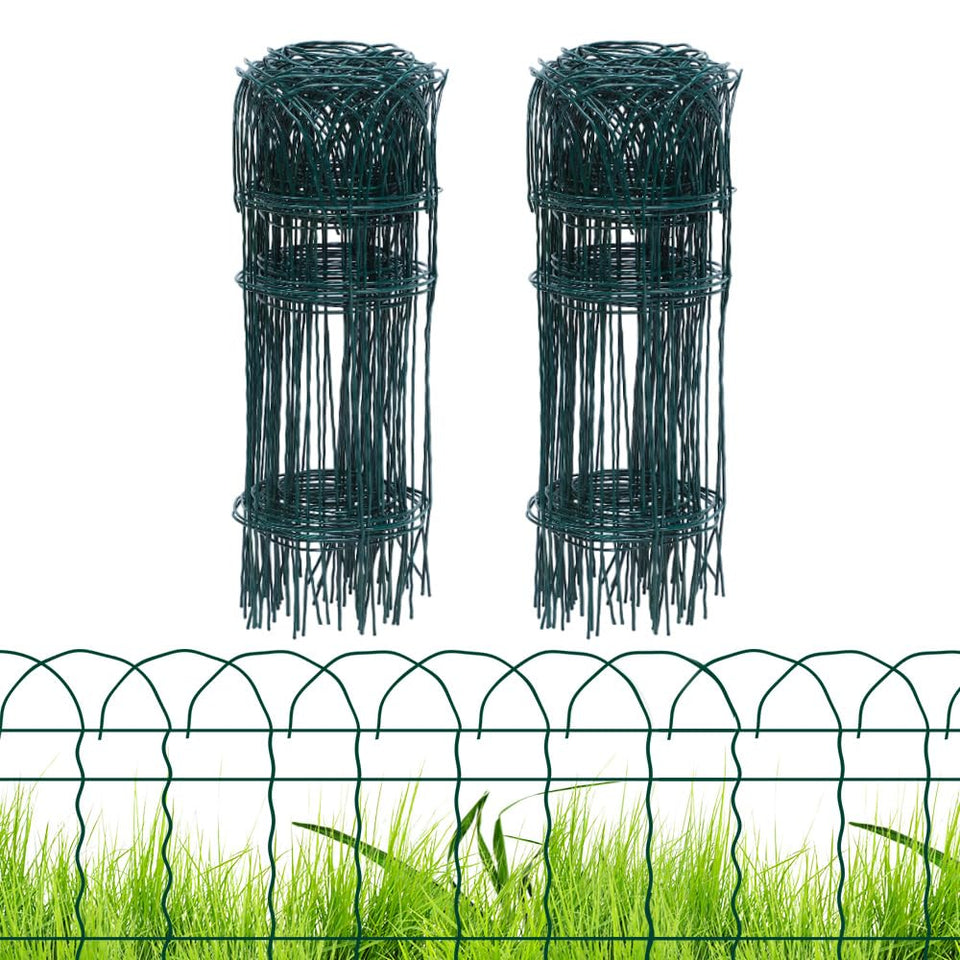 PROWORX green garden fence border setup shows easy soil insertion.