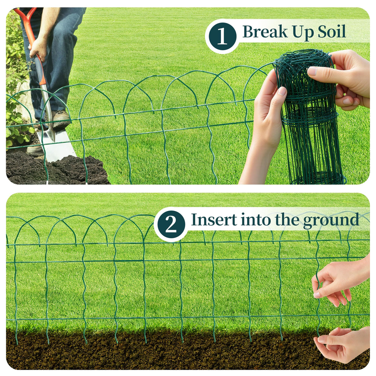 PROWORX green metal fencing 14-inch height resists weather.
