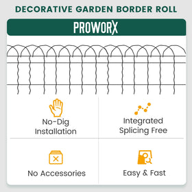 PROWORX green PVC-coated border withstands outdoor conditions.