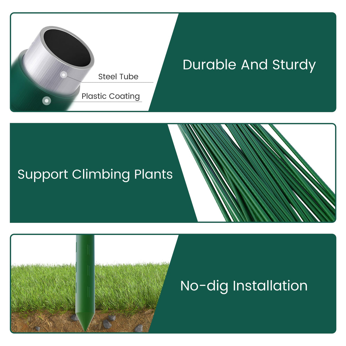 PROWORX upright plant stakes organize outdoor spaces with vertical growing.