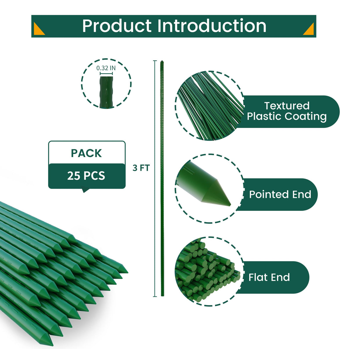PROWORX versatile garden stake suitable for tomatoes, cucumbers, and beans.