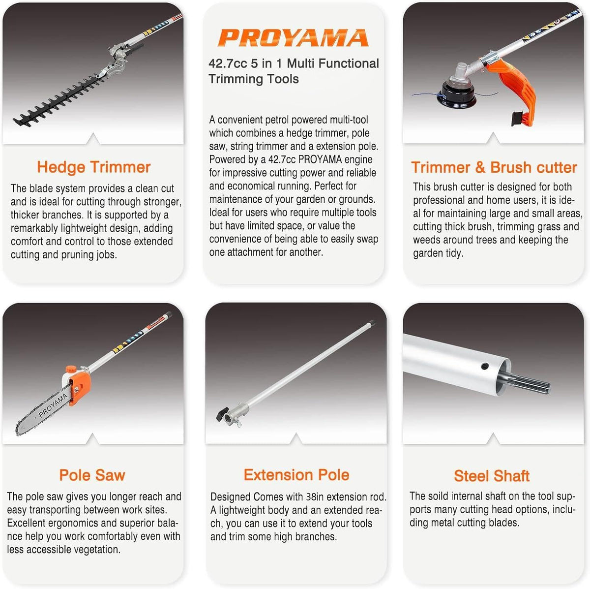 PROYAMA 10 inch cutting length supports precise edging and pruning.