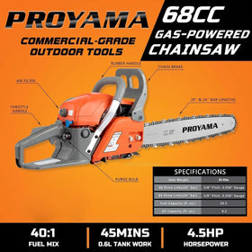 PROYAMA 24inch chainsaw bar enables deep cuts in thick branches.