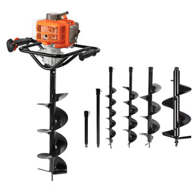 PROYAMA 54cc post hole digger engine in action for sturdy deck posts.