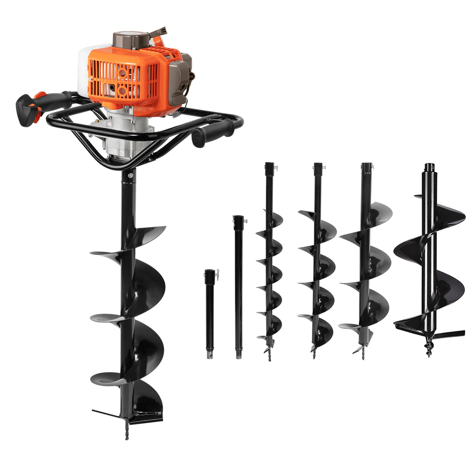 PROYAMA 54cc post hole digger engine in action for sturdy deck posts.