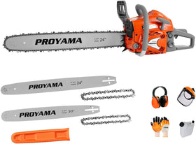 PROYAMA 68cc top-handle design improves balance for precise cutting.