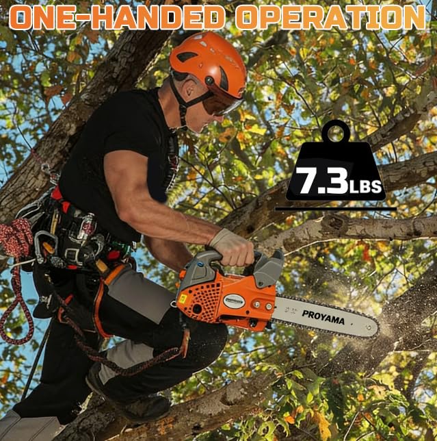 PROYAMA chainsaw pruning in a garden for precise trimming