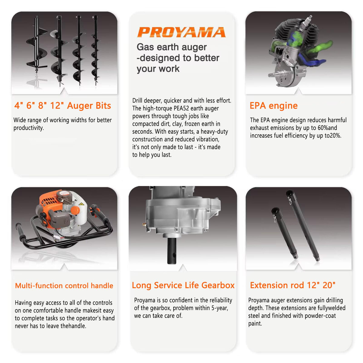 PROYAMA easy-start ignition for quick, reliable starts.
