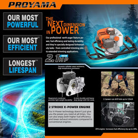 PROYAMA four drill bits 4, 6, 8, 12 inch ready for varying depths.