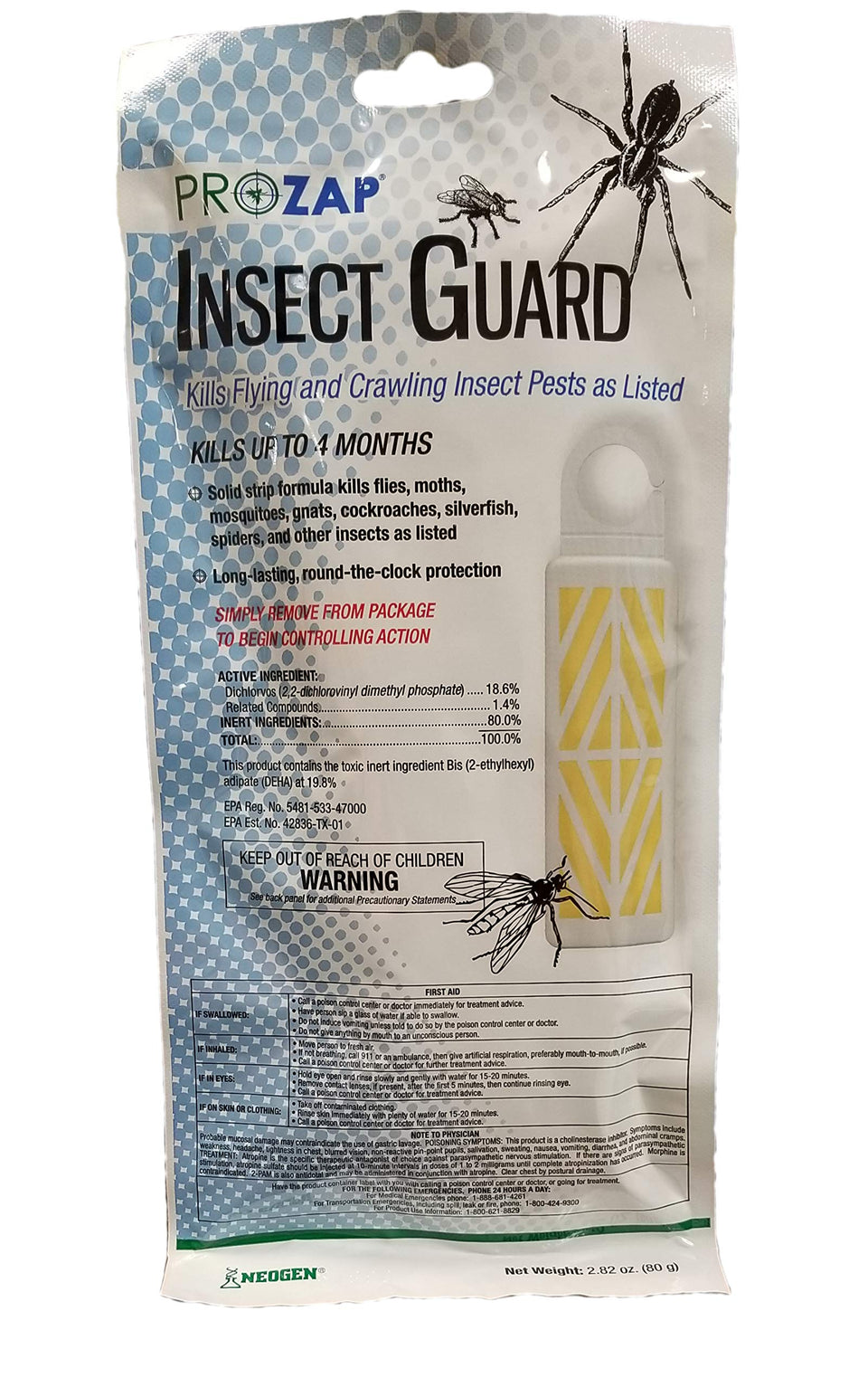 Prozap Insect Guard strip covers up to 1200 cubic feet in unoccupied spaces