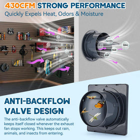 Prozilon anti-backflow valve detail helps prevent insects and debris when the fan stops.
