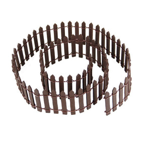 Prsildan brown miniature fairy garden fence, side view for decor.