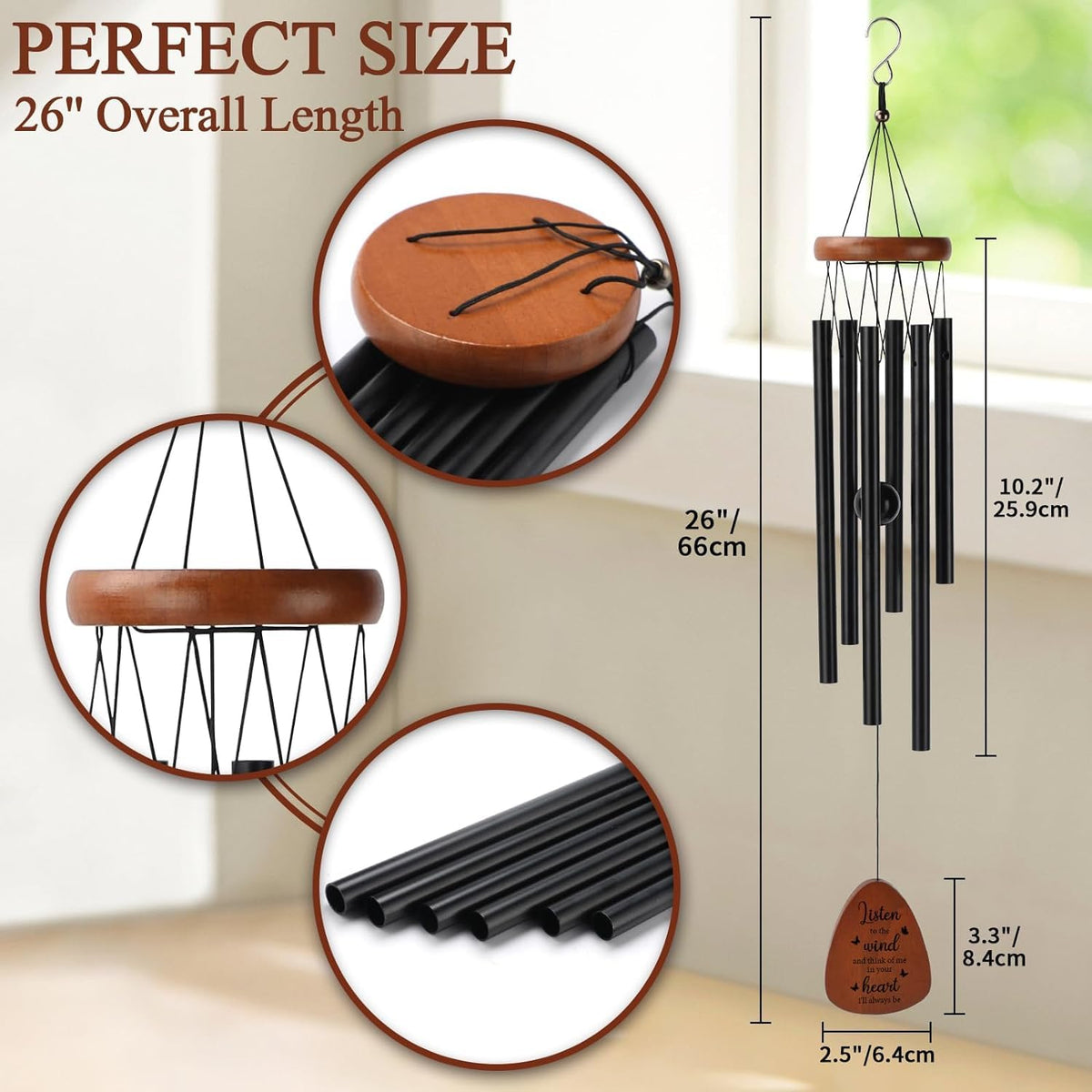 PRSTENLY engraved-message wind chimes showcase a personal tribute for a thoughtful remembrance.