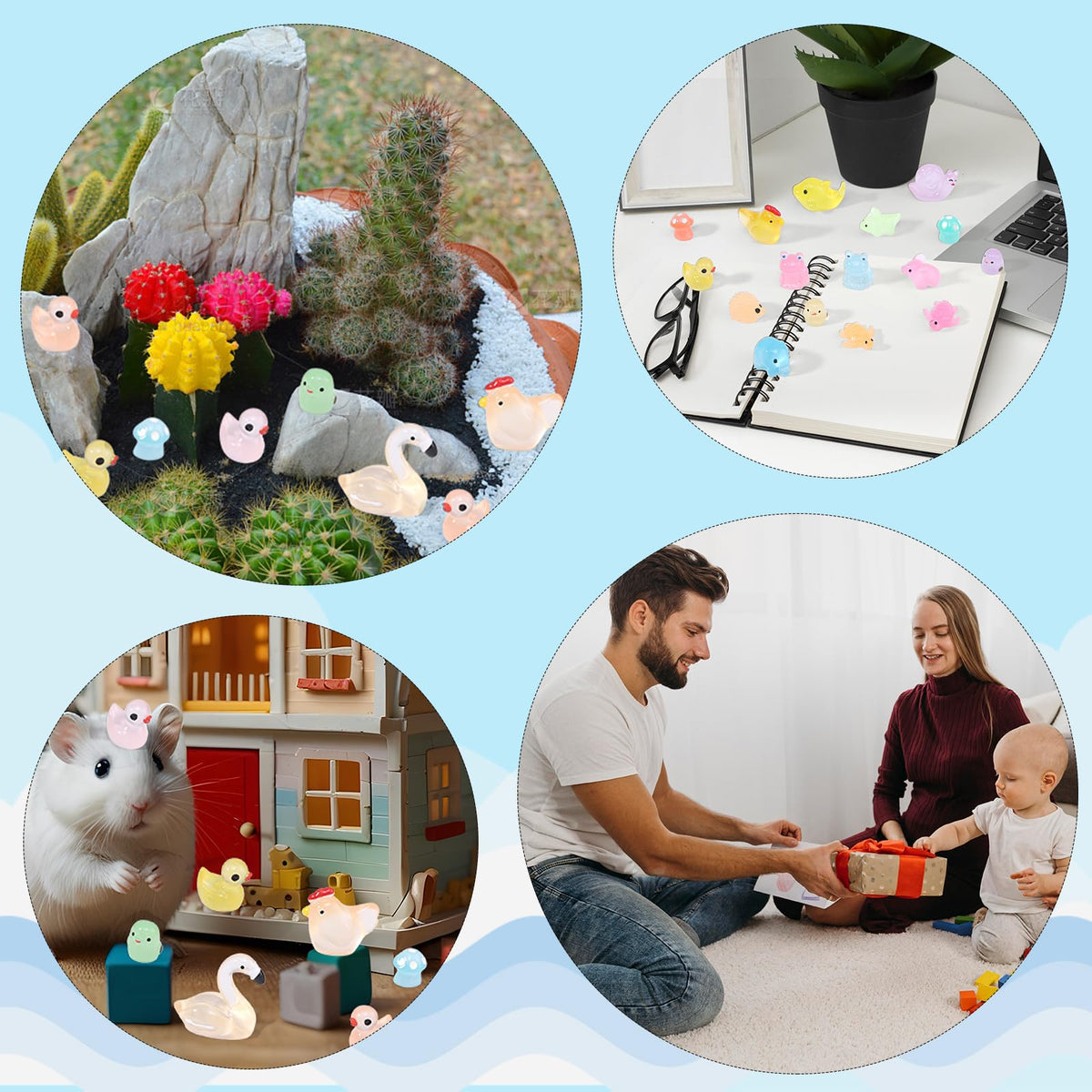 Prudiut resin animals brighten Easter baskets and mini world displays.