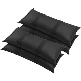 Prudiut umbrella base weights four-pack stabilizes a patio setup against wind.