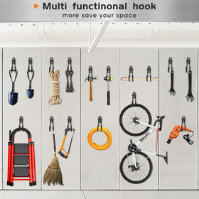Pruite two-pack hose hanger installed in outdoor storage area