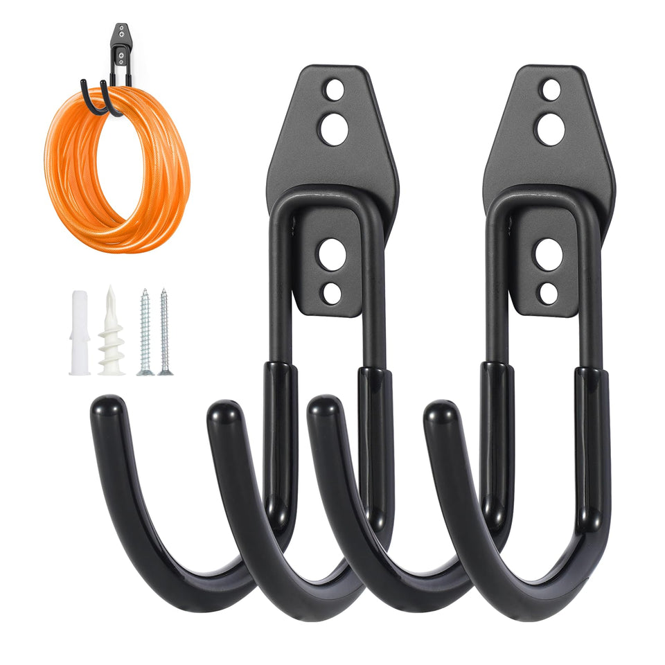 Pruite hose hanger wall mount 2-pack front view with sturdy rustproof metal design