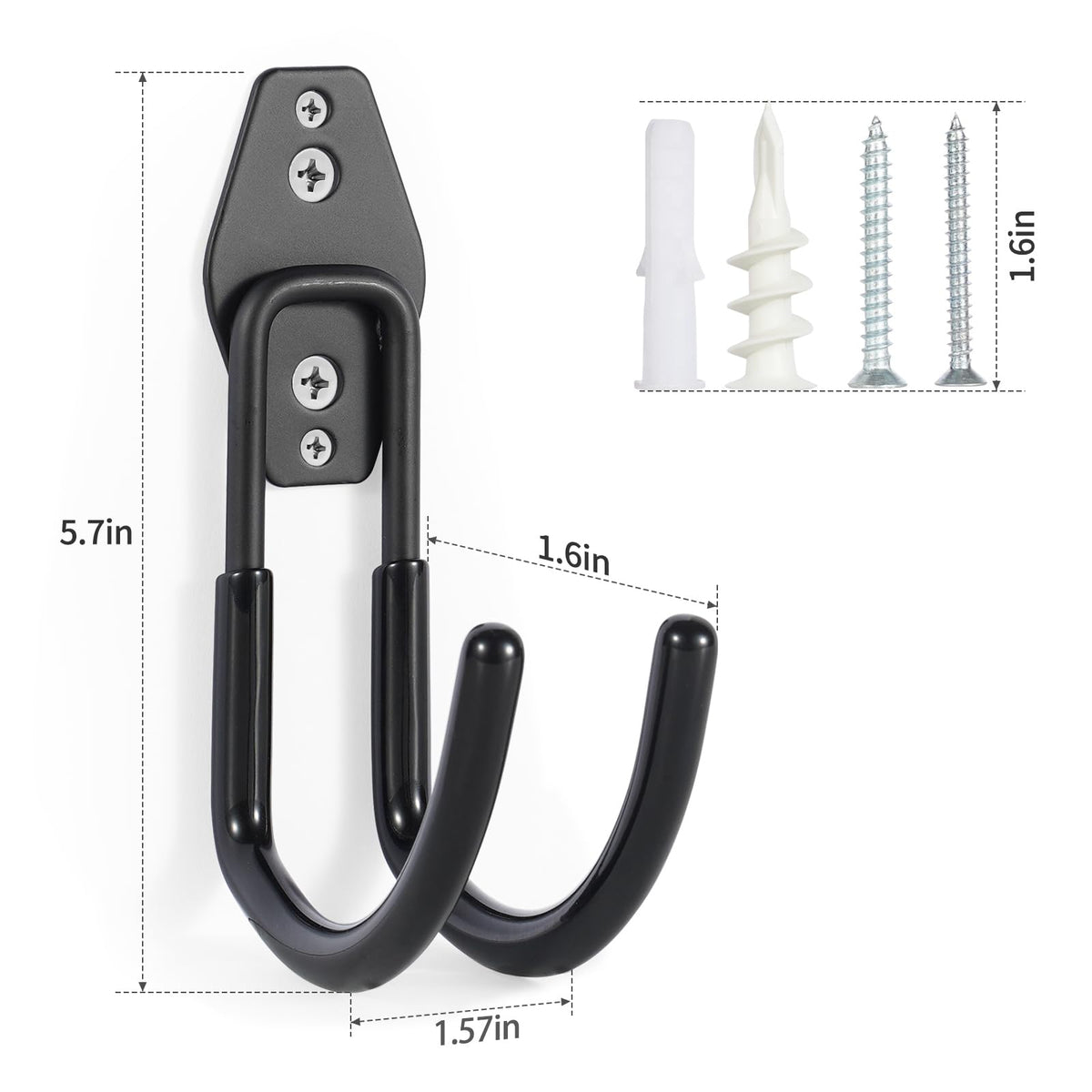 Pruite hose hanger wall mount 2-pack side view, compact and space-saving