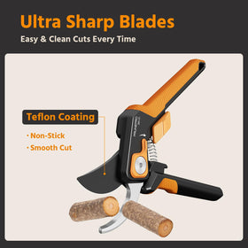 PrunePro garden scissors ergonomic handle demonstrating comfortable grip during long pruning sessions
