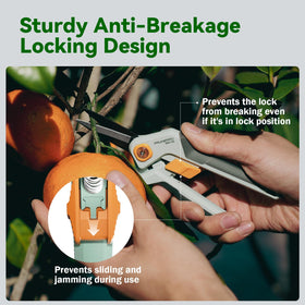 PrunePro high-tension spring reduces effort for repetitive cuts.