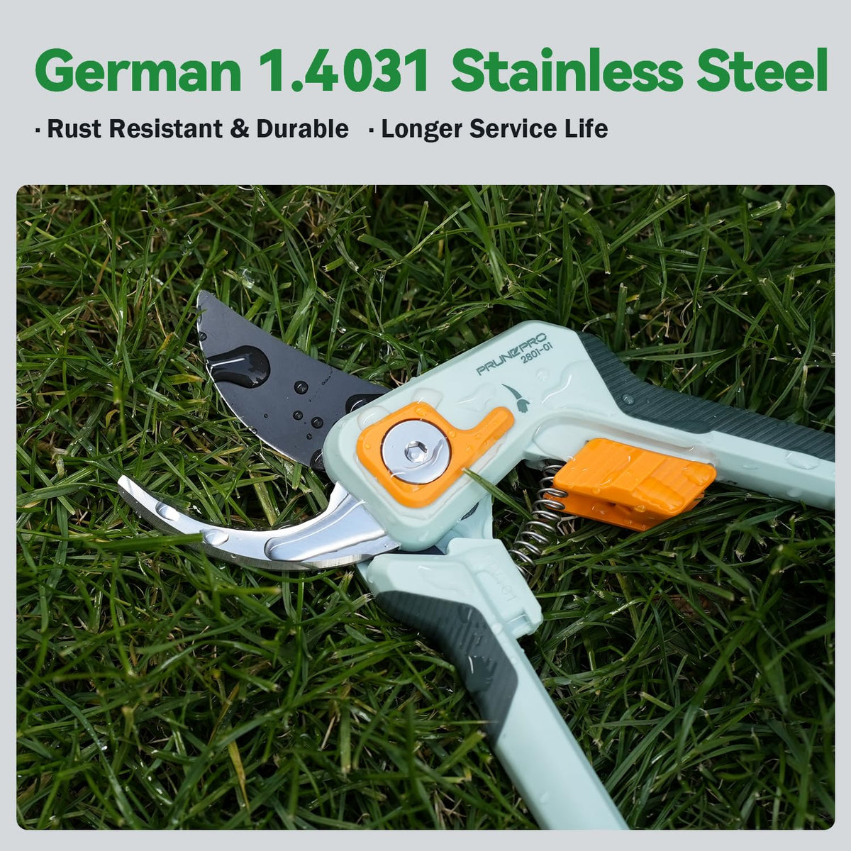 PrunePro pruning shears with ergonomic handles for comfortable extended use.