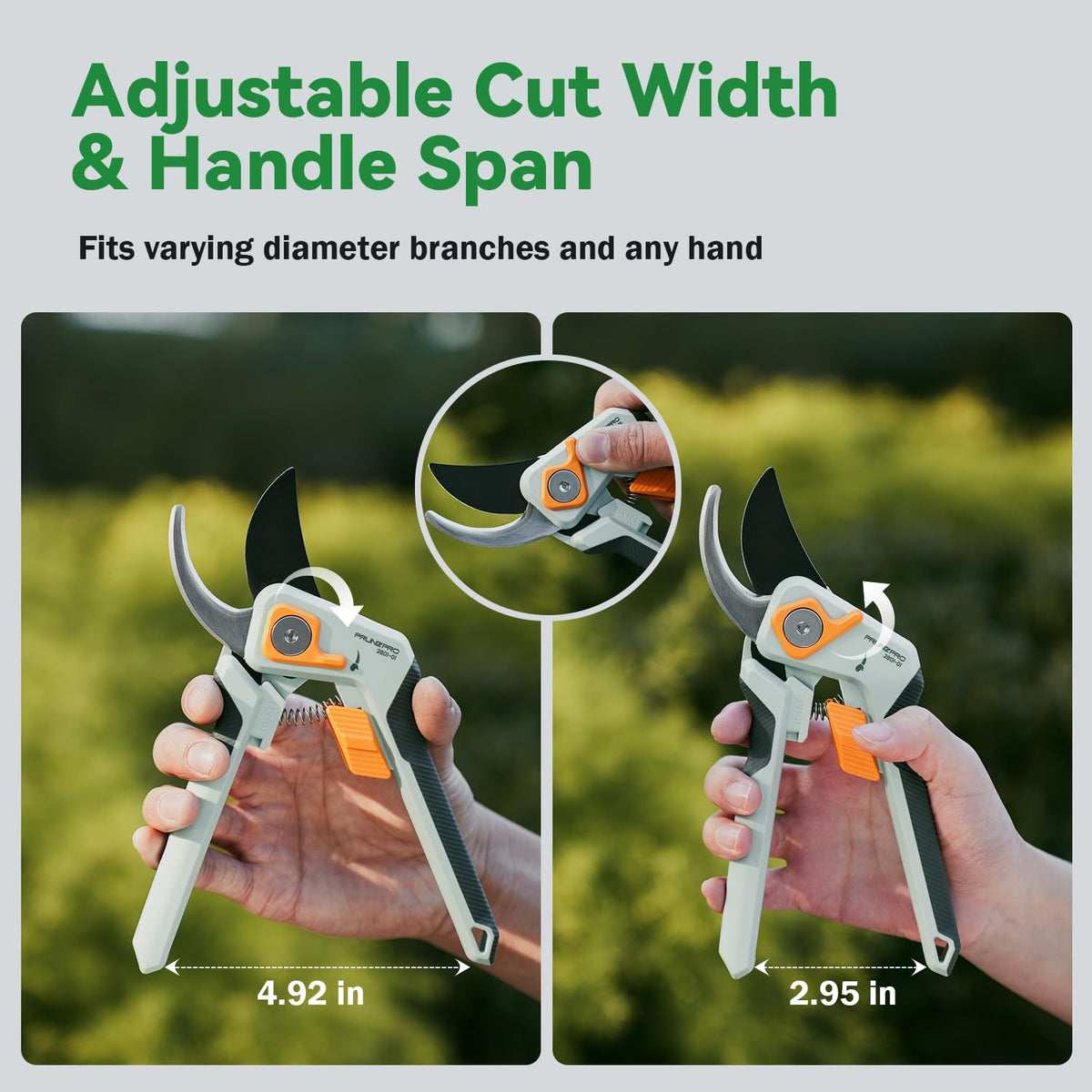 PrunePro safety lock design prevents accidental engagement during pruning.