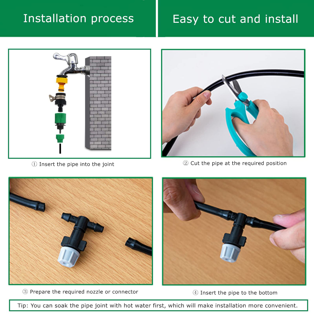 PRUNkuar tubing connected to emitter for targeted irrigation