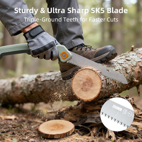 Angle-system shown with three locks for accurate cuts in tight branches.