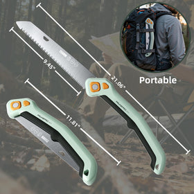 Portable tool ideal for camping, hiking, and yard work.