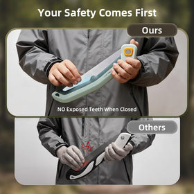 Teeth safely covered when folded for safe storage.