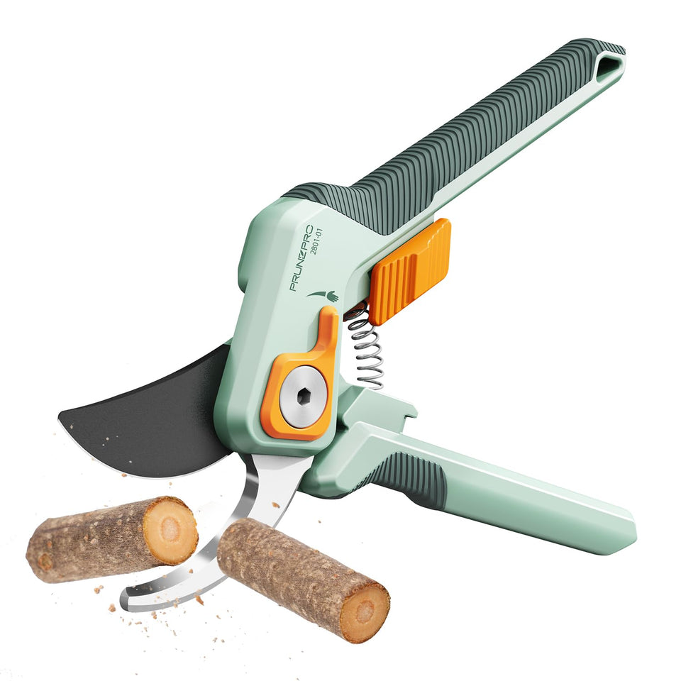 PrunePro pruning shears blade close-up showing sharp 1.4031 steel for clean cuts