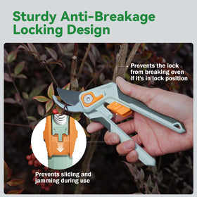 PrunePro pruning shears ergonomic rubber grip minimizes fatigue