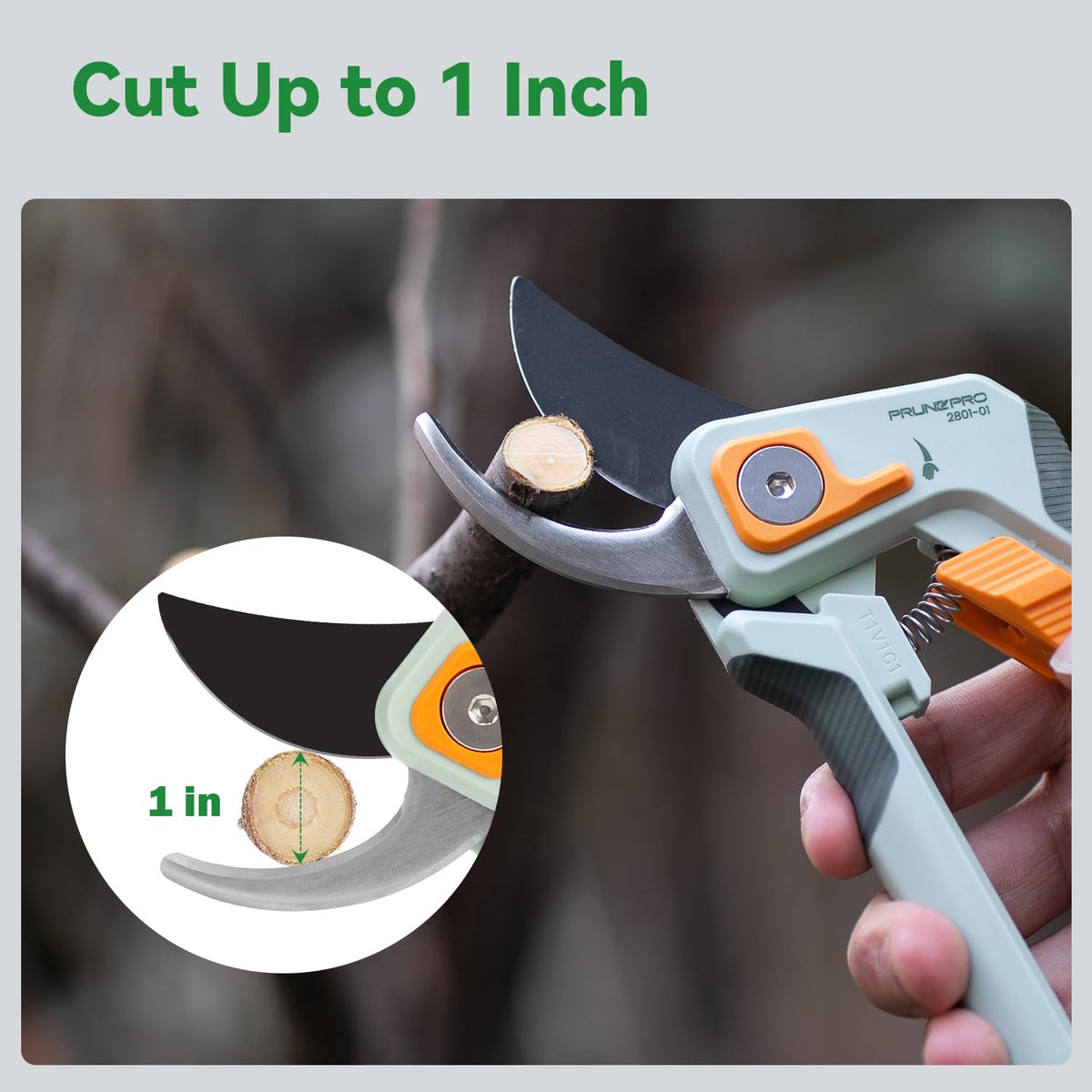 PrunePro pruning shears high-tension spring reduces effort per cut