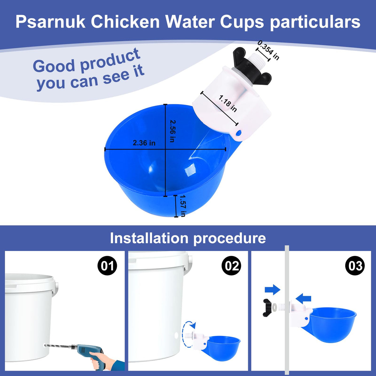 Psarnuk chicken waterer cups in garden coop, easy to clean.