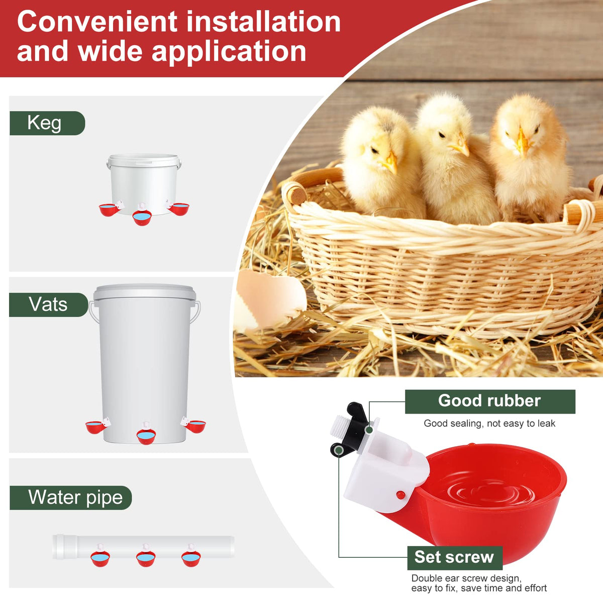 Psarnuk chicken waterer cups cleaning-friendly detachable design supports hygiene