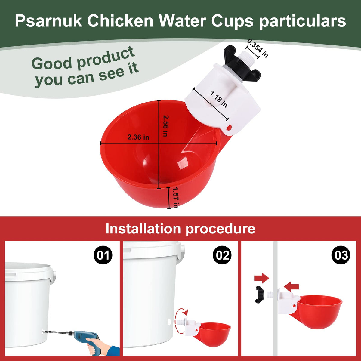 Psarnuk chicken waterer cups multipurpose use for chickens, ducks, quail and more