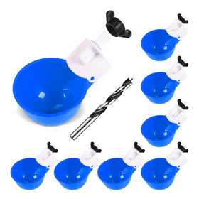 Psarnuk chicken waterer cups blue front view, steady hydration for daily poultry.