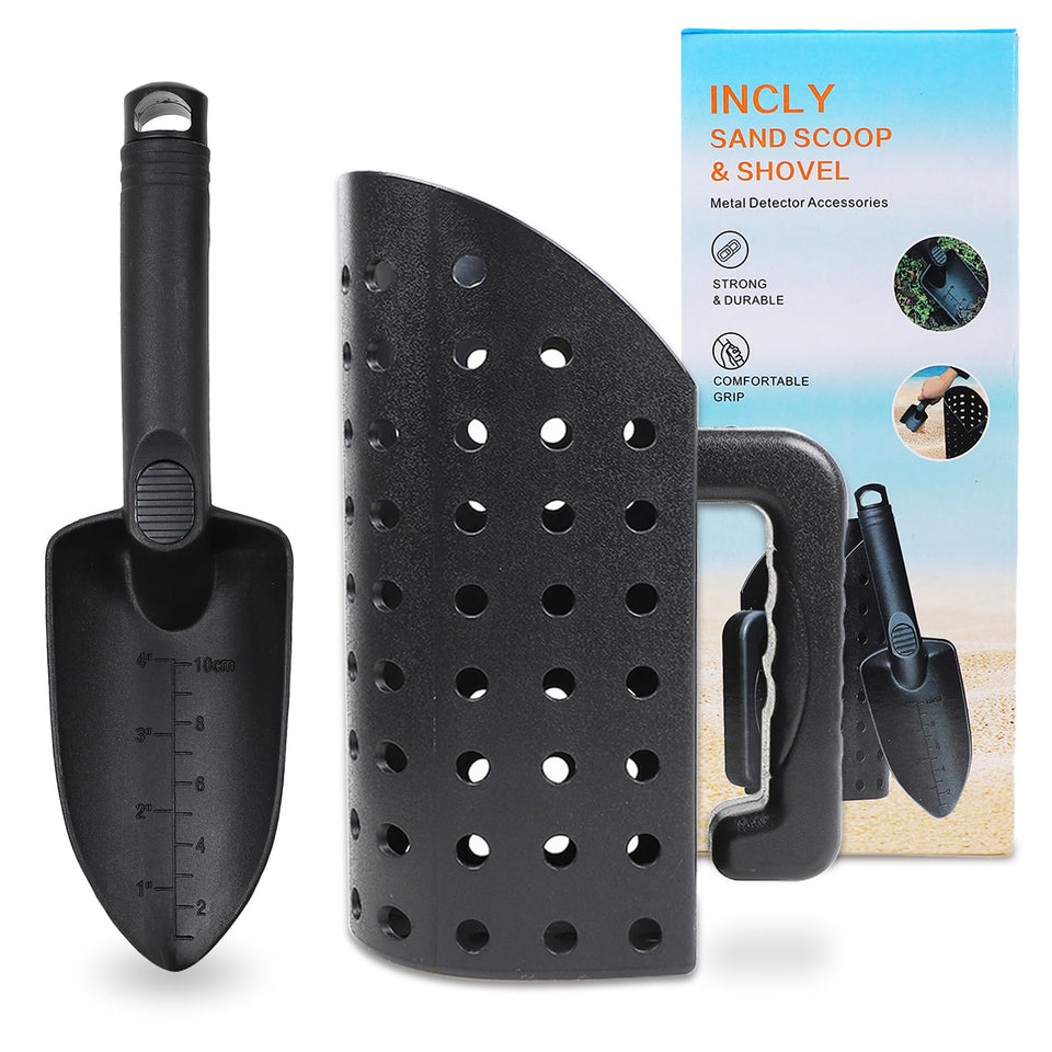PSEBAY sand scoop for metal detecting with holes for fast sand sifting.