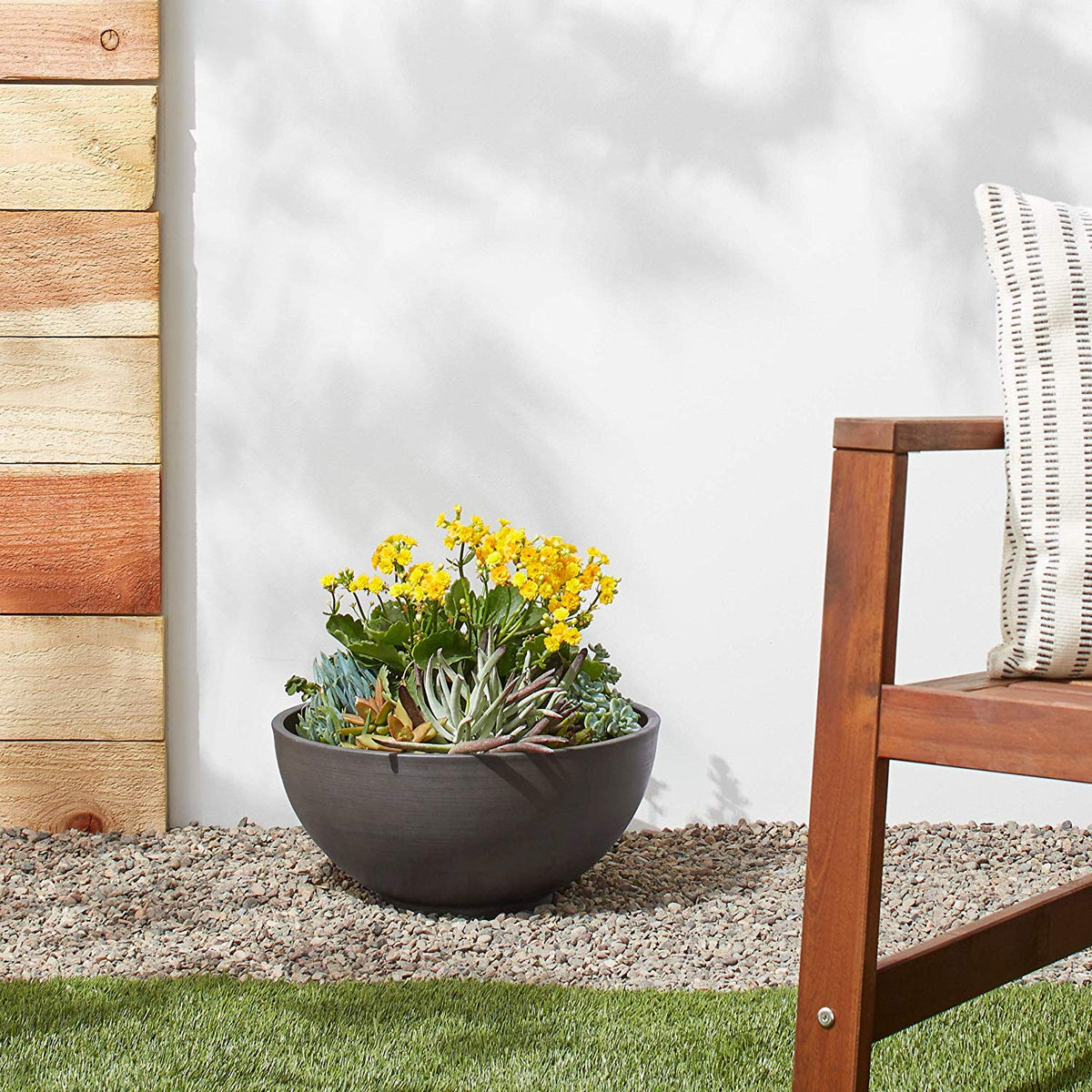 PSW square planter complements indoor decor and outdoor gardens.