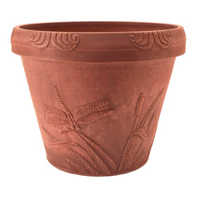 PSW Pot Collection dragonfly over cattails detail highlights recycled material
