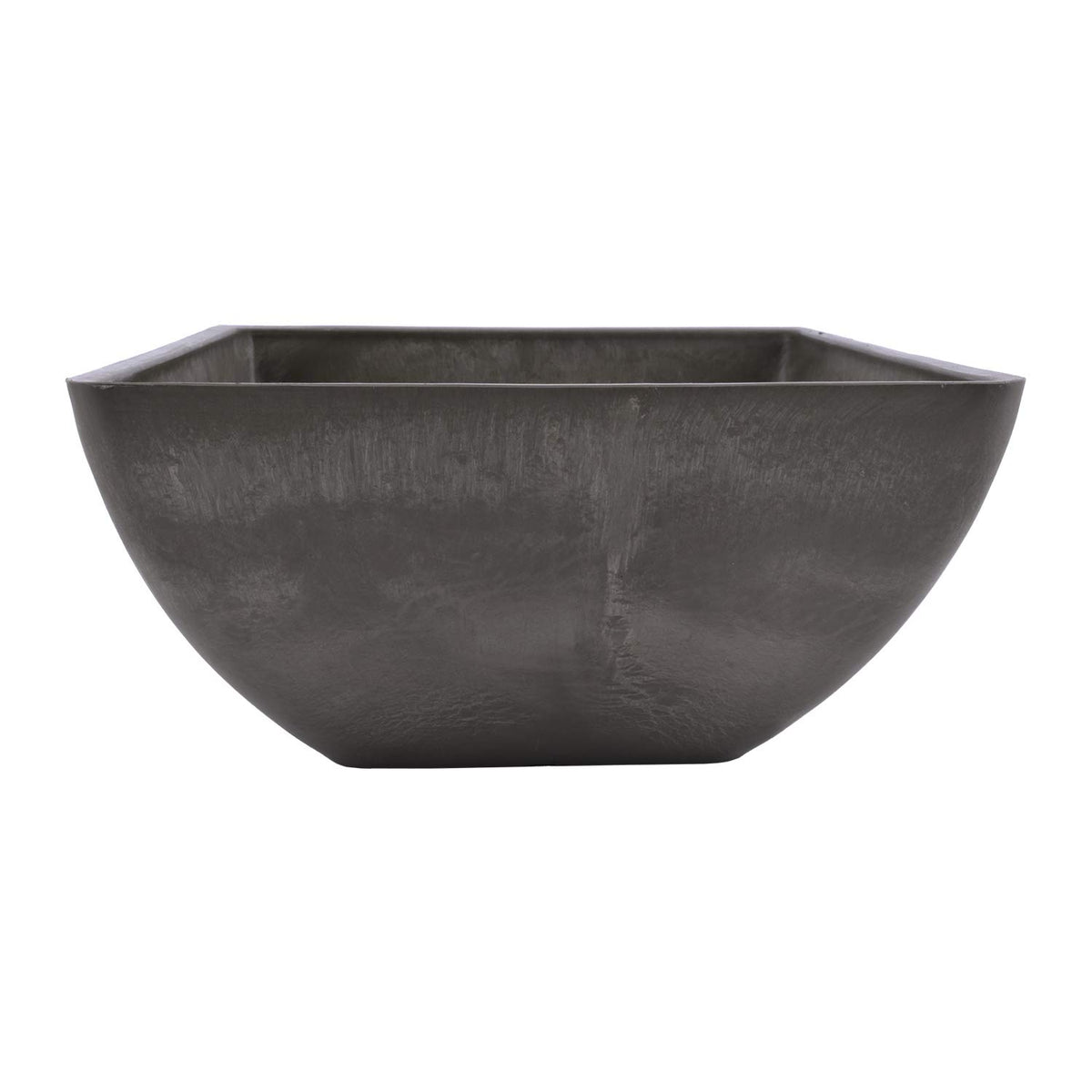 PSW Pot Collection square planter in dark charcoal, top view highlighting drillable design.