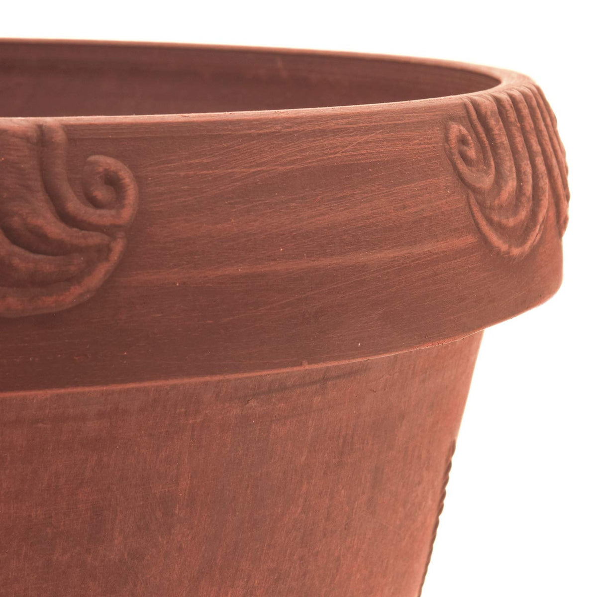 PSW Pot Collection terra cotta color finish complements greenery