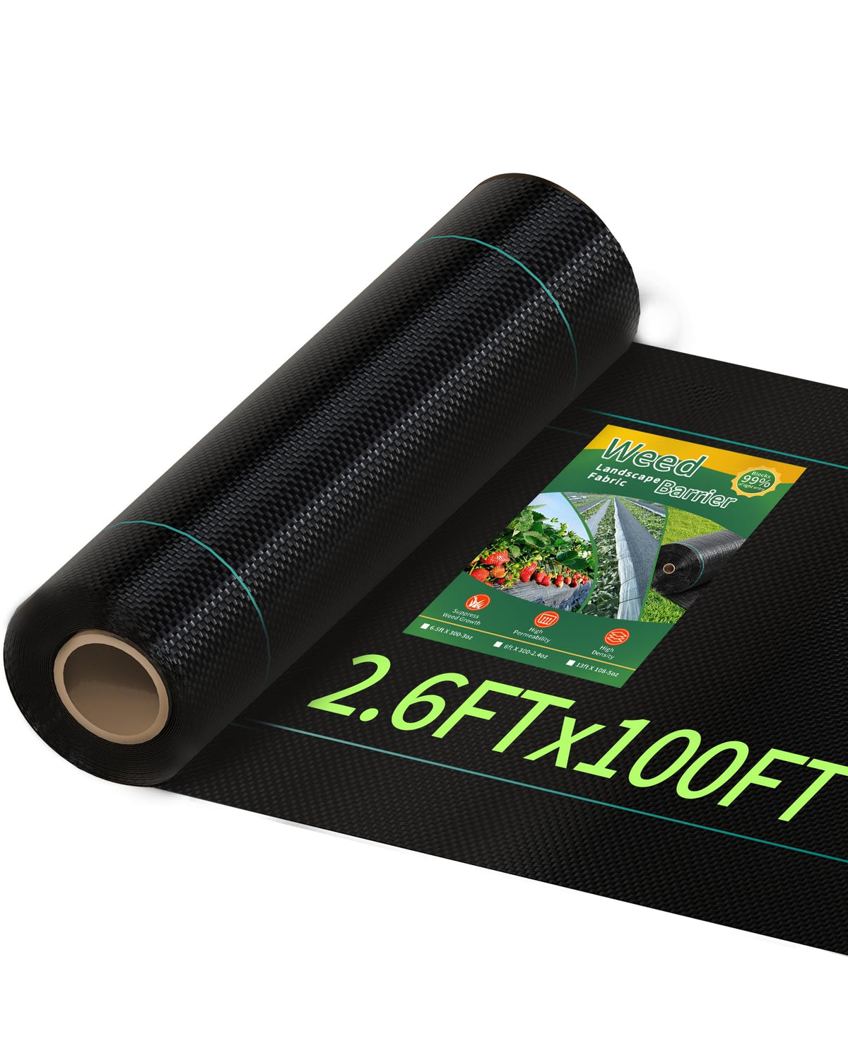 Pterying weed barrier roll 2.6ft x 100ft blocks weeds while allowing moisture balance
