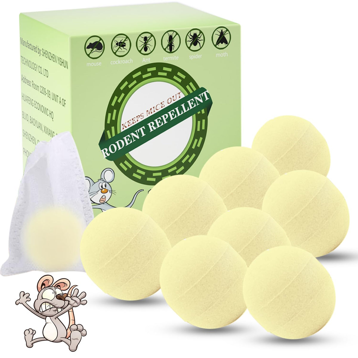 PUBAMALL rodent repellent balls packaging with natural formula for long-lasting protection.