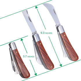 PUELDU grafting knife with rosewood handle offers comfortable grip.