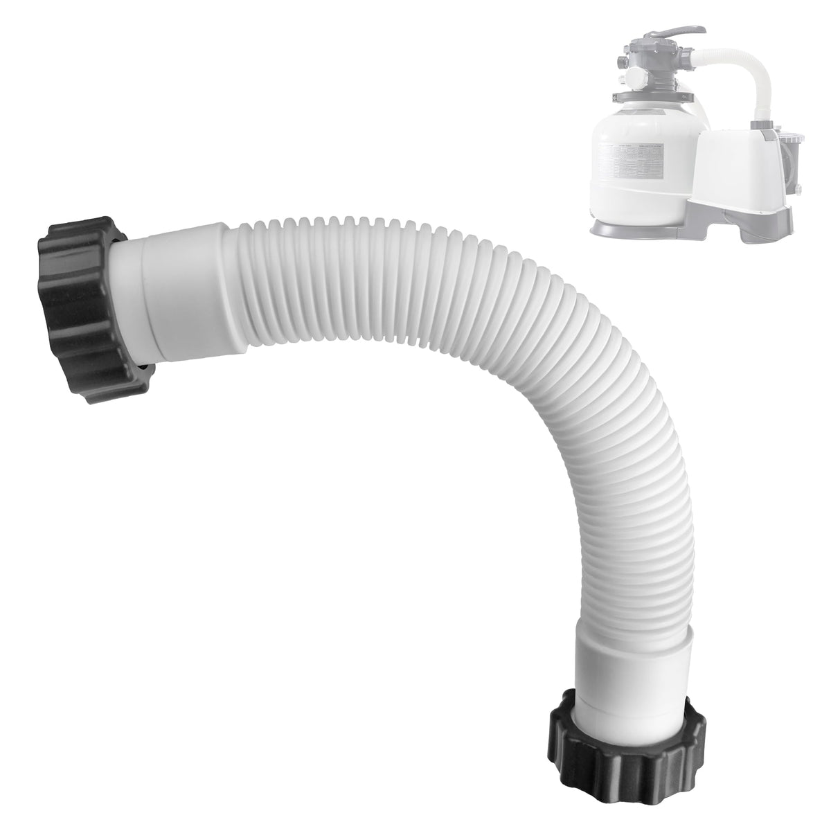 Pulems 11388 pool sand filter hose angled view, compatible with 1.5 inch connections for Intex filters.