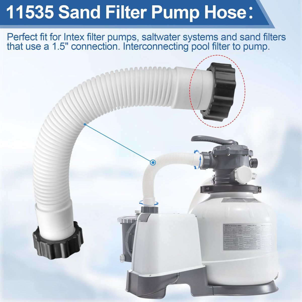 Pulems 16-inch pool hose with durable, leak-proof construction for smooth operation.