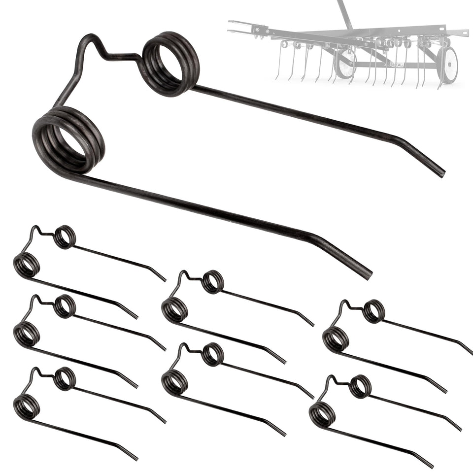 Pulems 43783 dethatcher spring tine close-up shows durable, rust-proof metal for long-lasting performance.