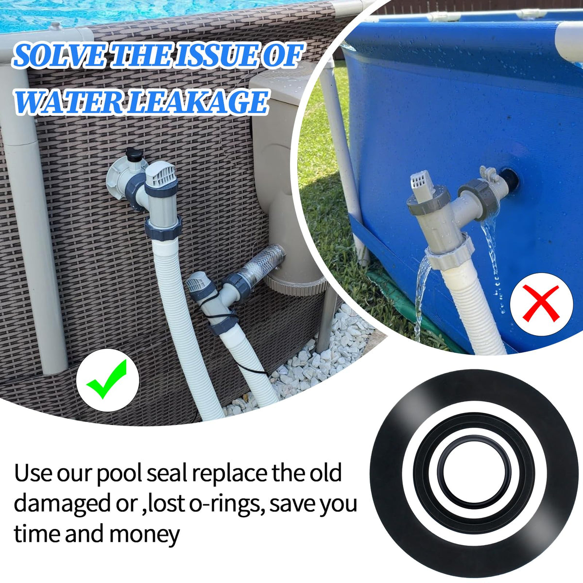Pulems high quality rubber seals resist deformation for long-term pool use
